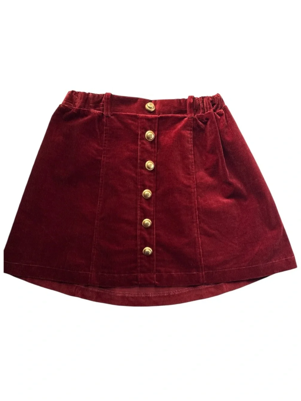 A Loves A Girls 2Pc Set Puff Sleeve Top Corduroy Skirt Rust Burgundy M 10-12Y
